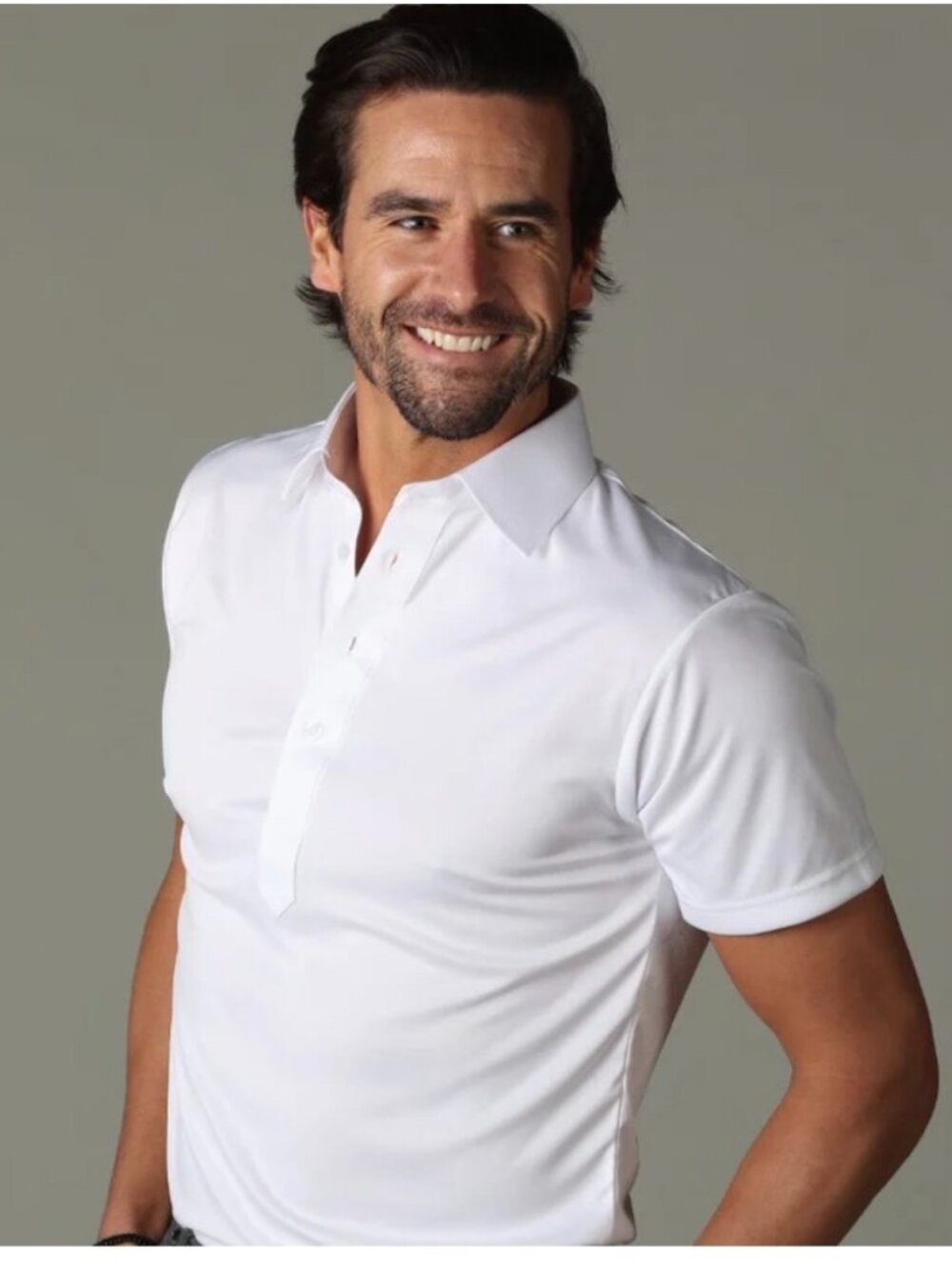 Collars & Co. Mens White Dress Collar Polo Shirt Large 100% Polyester Short Slee